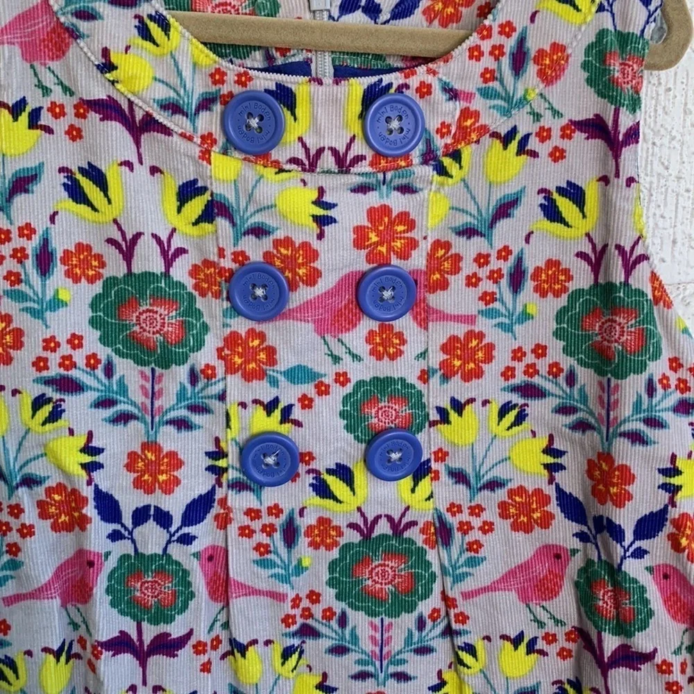 Mini Boden Corduroy Girls Kids Bird Novelty Dress sz 7-8 years Old